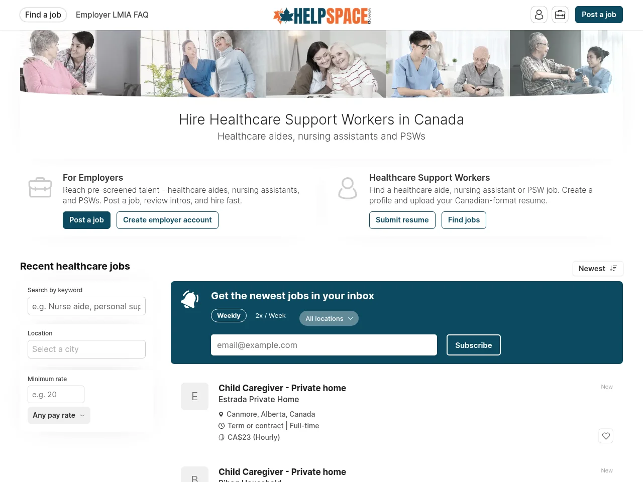 Helpspace.ca screenshot Helpspace.ca job board platform screenshot showing job search interface