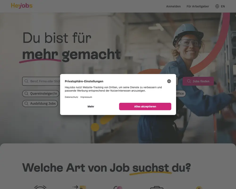HeyJobs screenshot HeyJobs job board platform screenshot showing job search interface