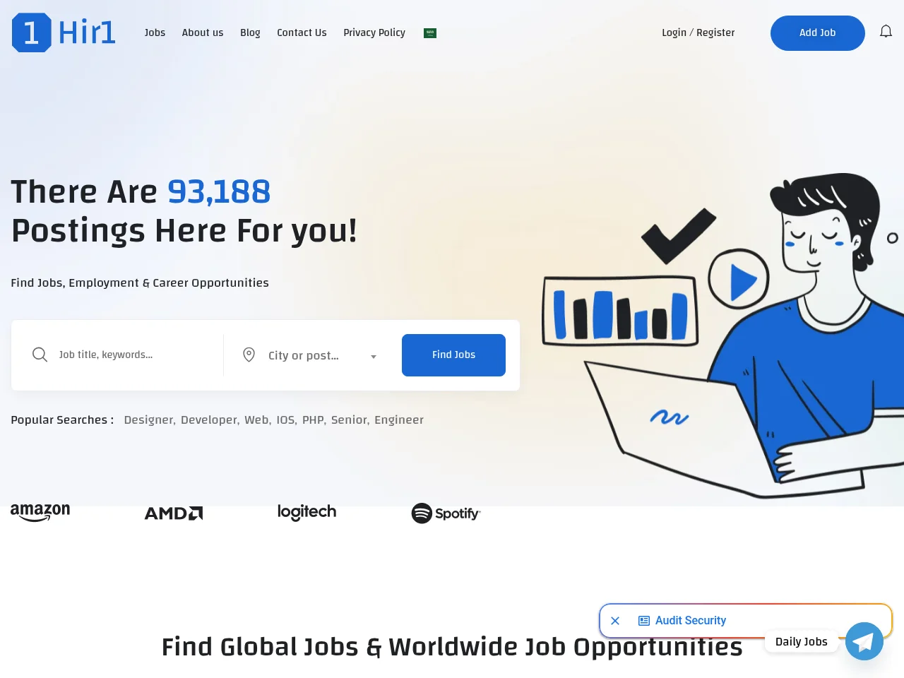 Hir1 screenshot Hir1 job board platform screenshot showing job search interface