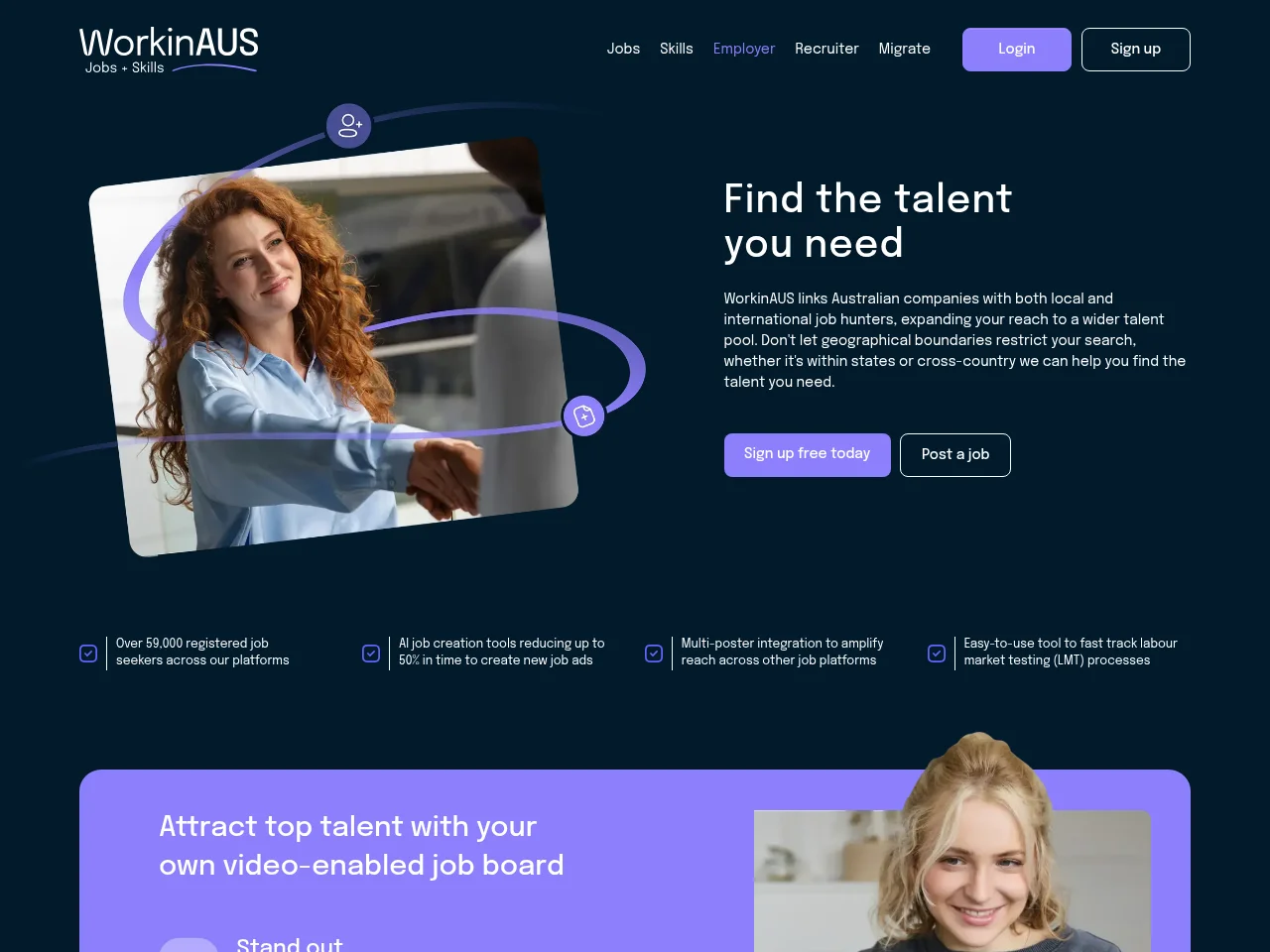 WorkinAUS screenshot WorkinAUS job board platform screenshot showing job search interface