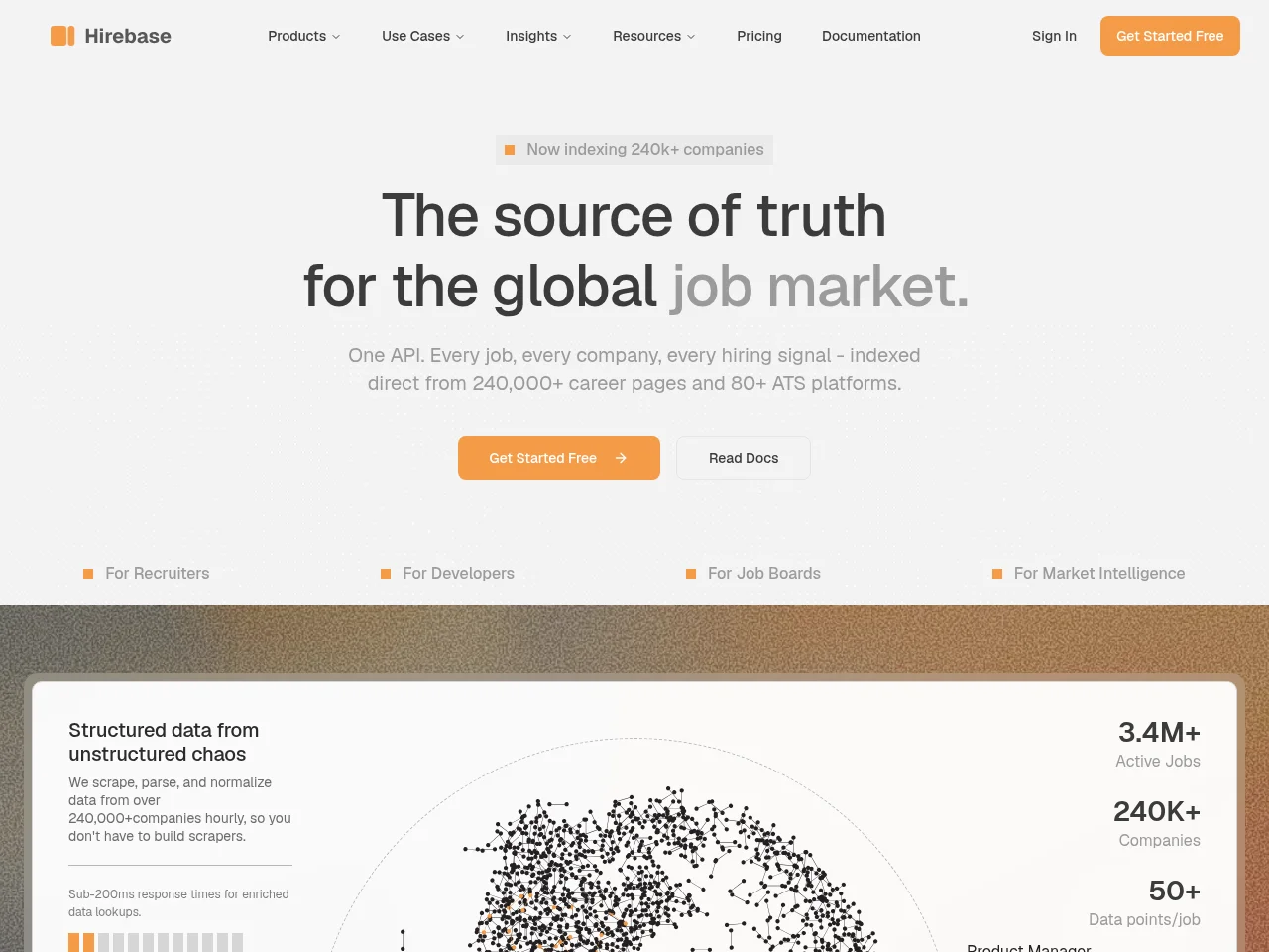 Hirebase job board platform screenshot showing job search interface