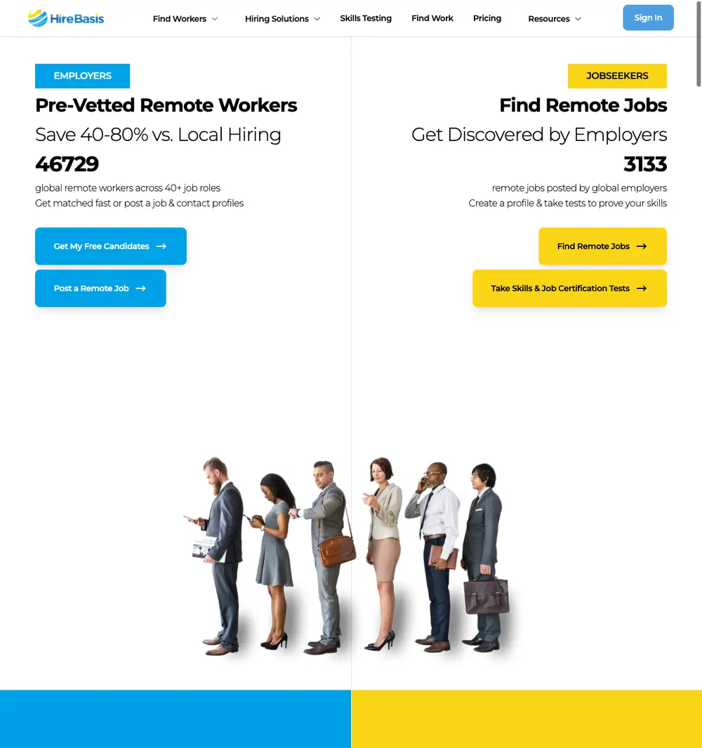 HireBasis job board platform screenshot showing job search interface