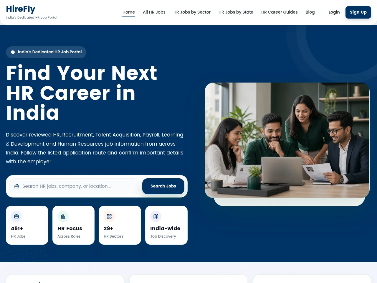 HireFly job board platform screenshot showing job search interface