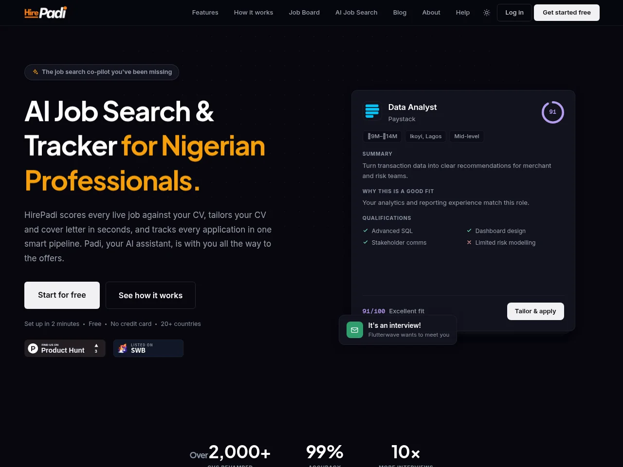 HirePadi screenshot HirePadi job board platform screenshot showing job search interface