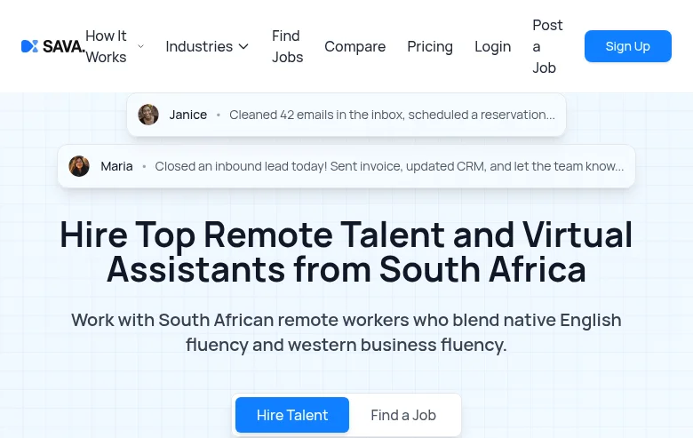 HireSava job board platform screenshot showing job search interface