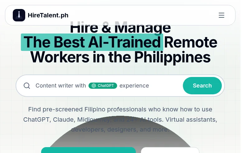 HireTalent.ph job board platform screenshot showing job search interface