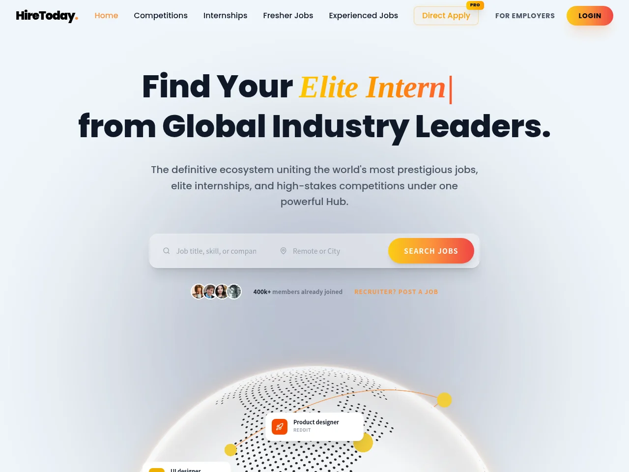 HireToday job board platform screenshot showing job search interface