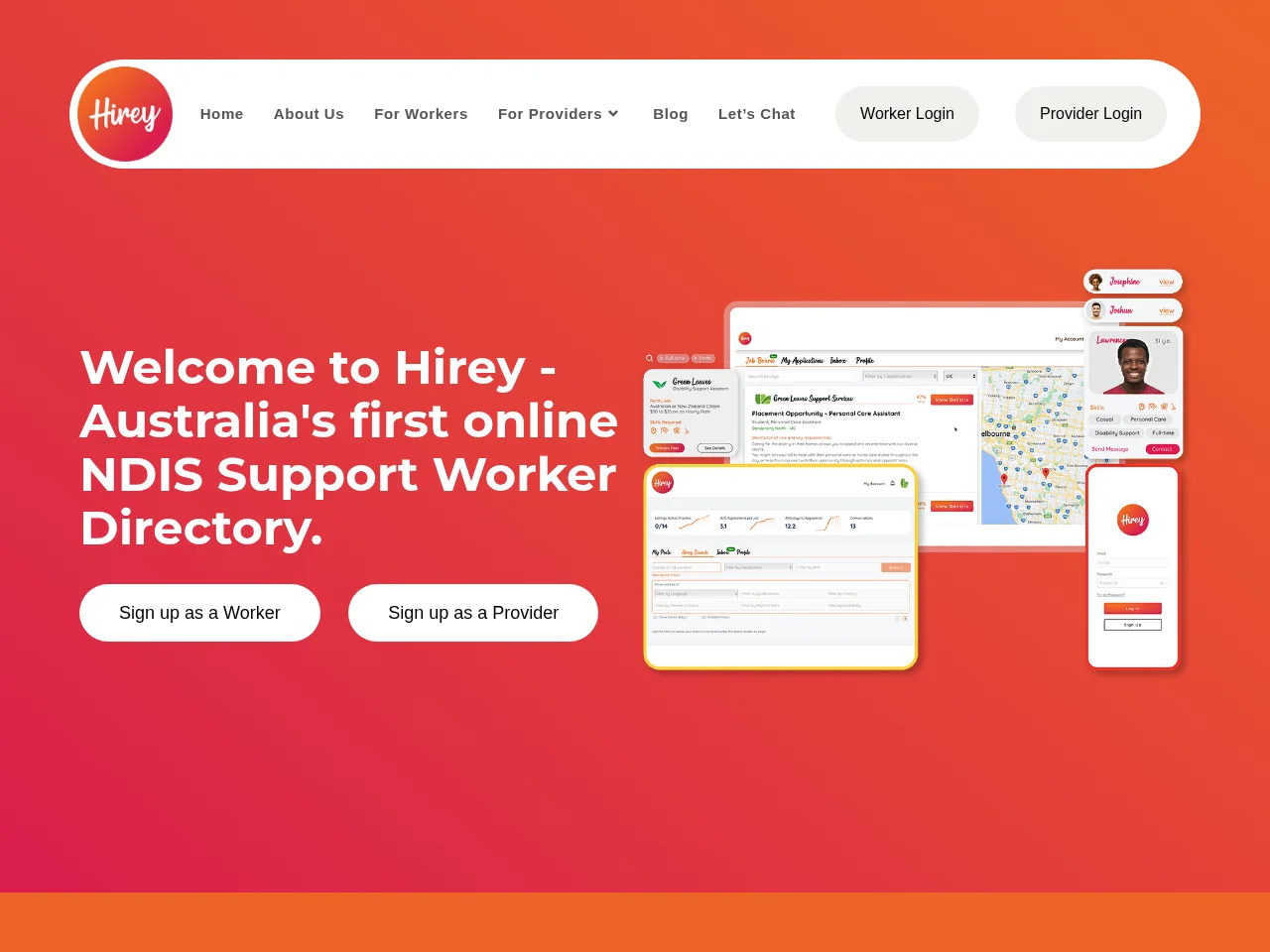 Hirey job board platform screenshot showing job search interface