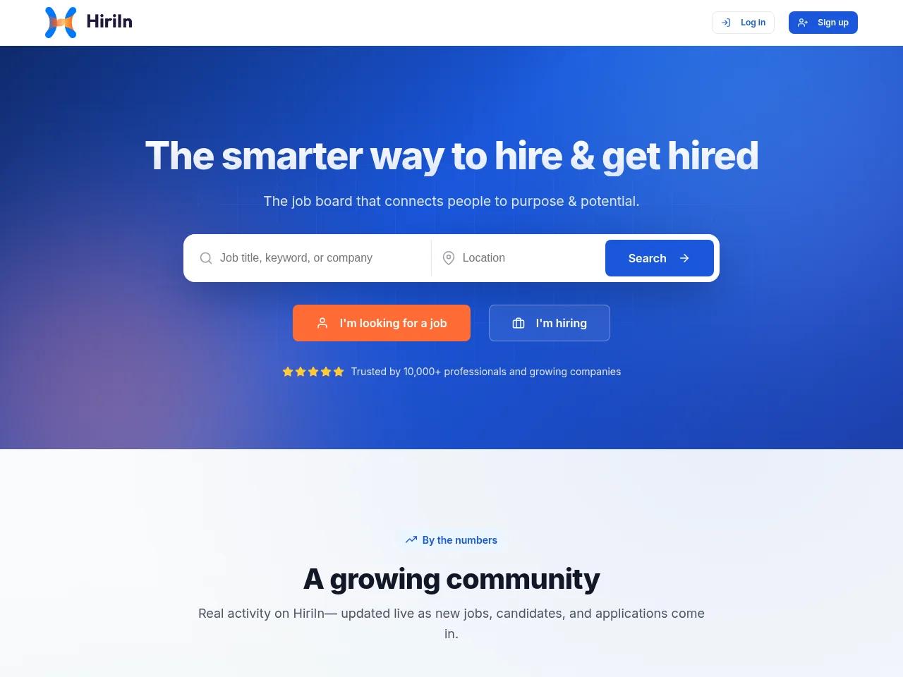 HiriIn screenshot HiriIn job board platform screenshot showing job search interface