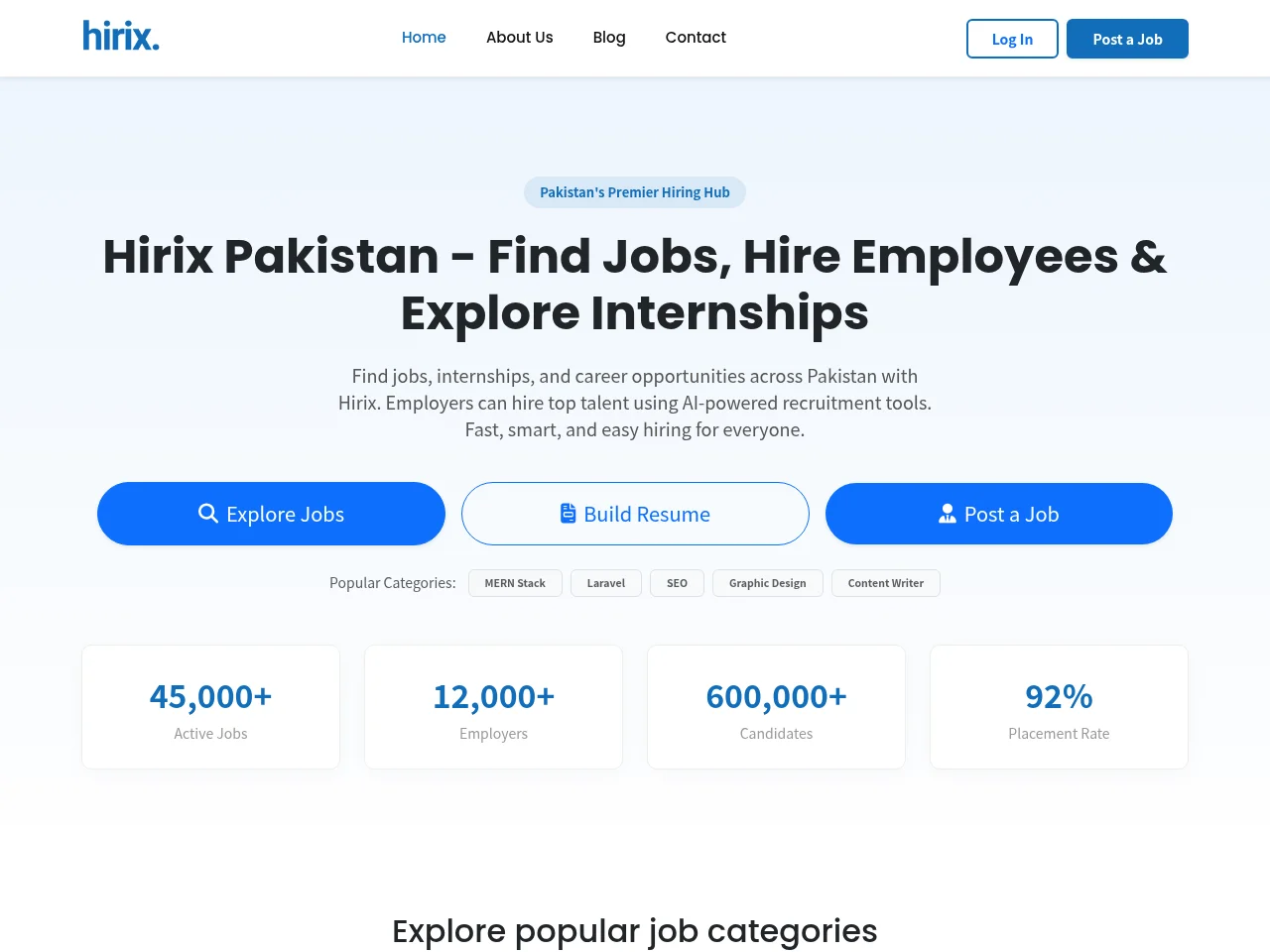 Hirix Pakistan screenshot Hirix Pakistan job board platform screenshot showing job search interface