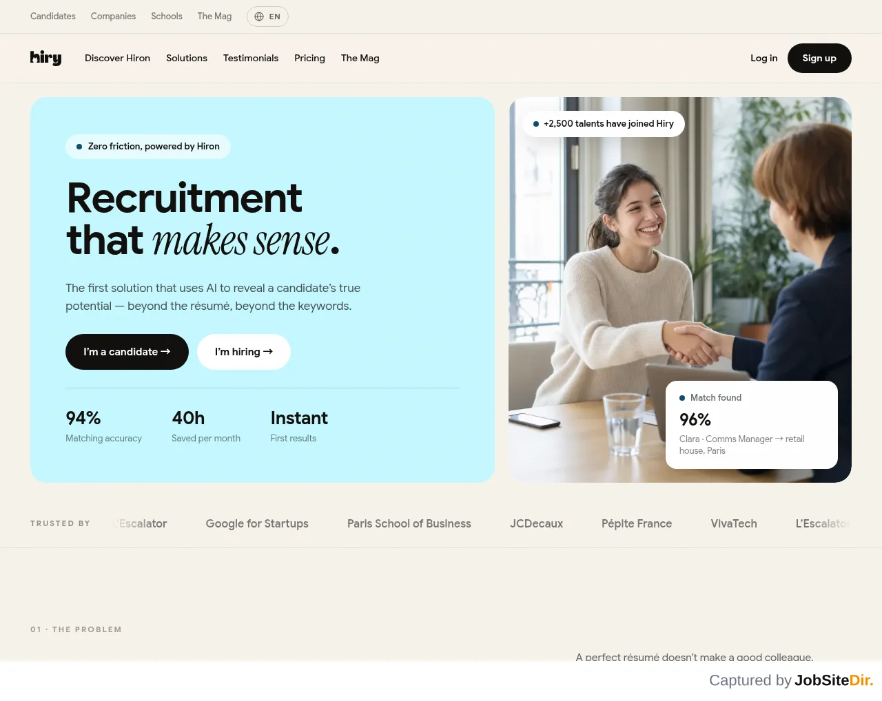 Hiry website screenshot