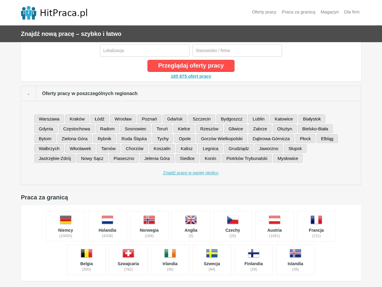 HitPraca.pl screenshot HitPraca.pl job board platform screenshot showing job search interface