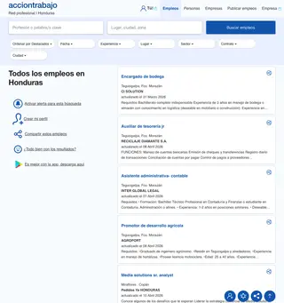 Acciontrabajo Honduras platform preview