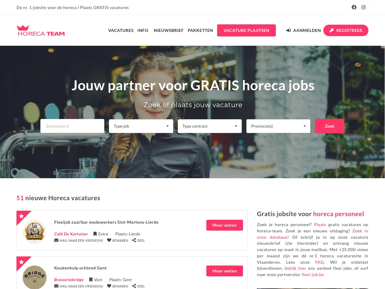 HORECA-TEAM screenshot HORECA-TEAM job board platform screenshot showing job search interface