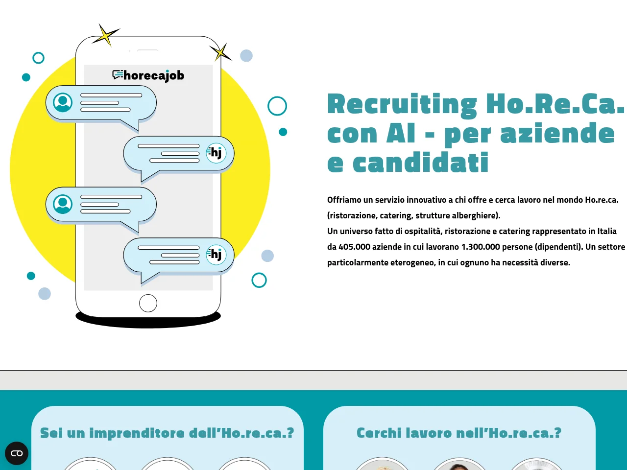 HorecaJob job board platform screenshot showing job search interface