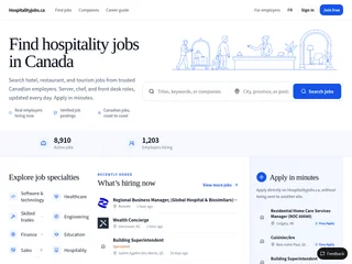 Hospitalityjobs.ca platform preview