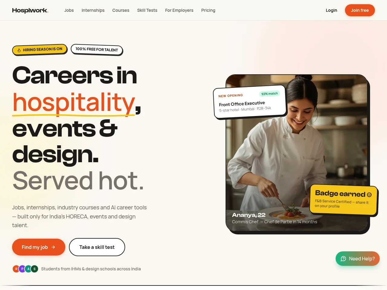 Hospiwork screenshot Hospiwork job board platform screenshot showing job search interface