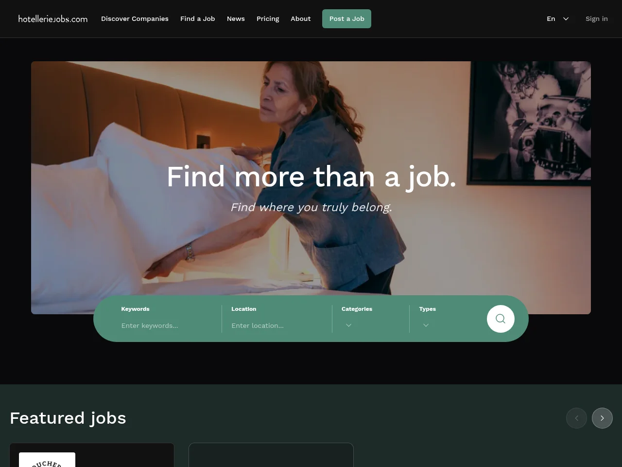 HotellerieJobs screenshot HotellerieJobs job board platform screenshot showing job search interface