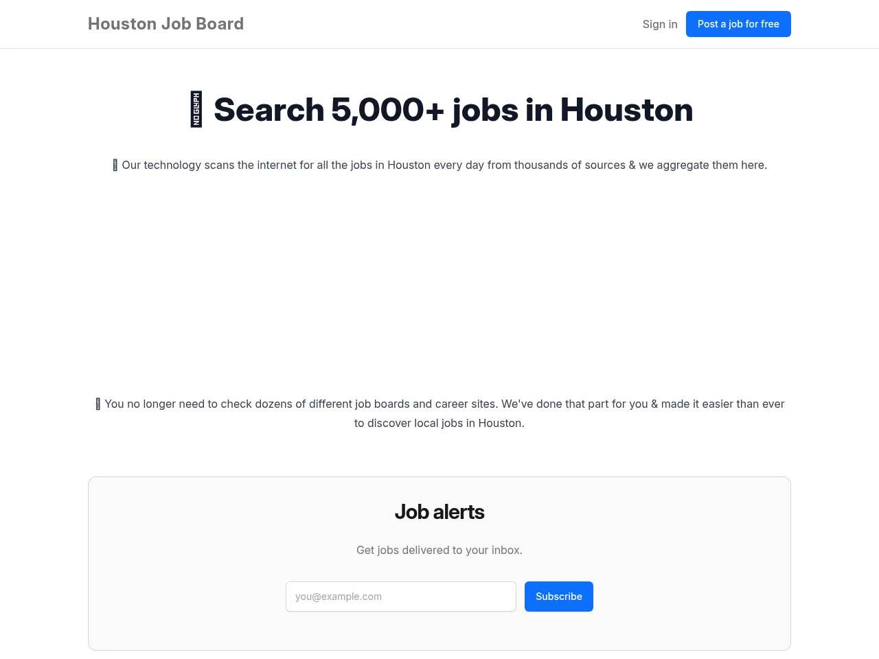 Houston Job Board screenshot Houston Job Board job board platform screenshot showing job search interface