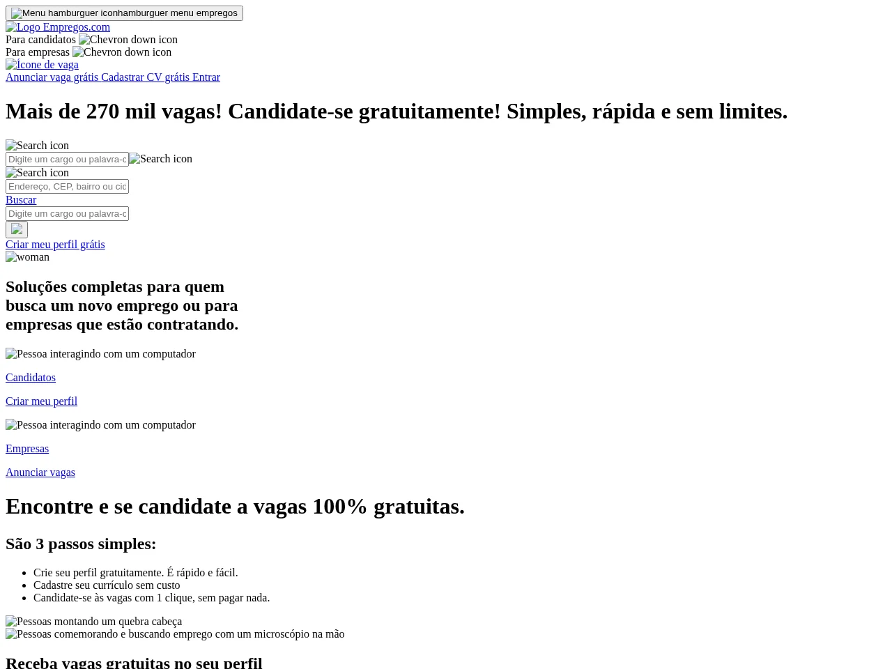 Empregos.com.br job board platform screenshot showing job search interface