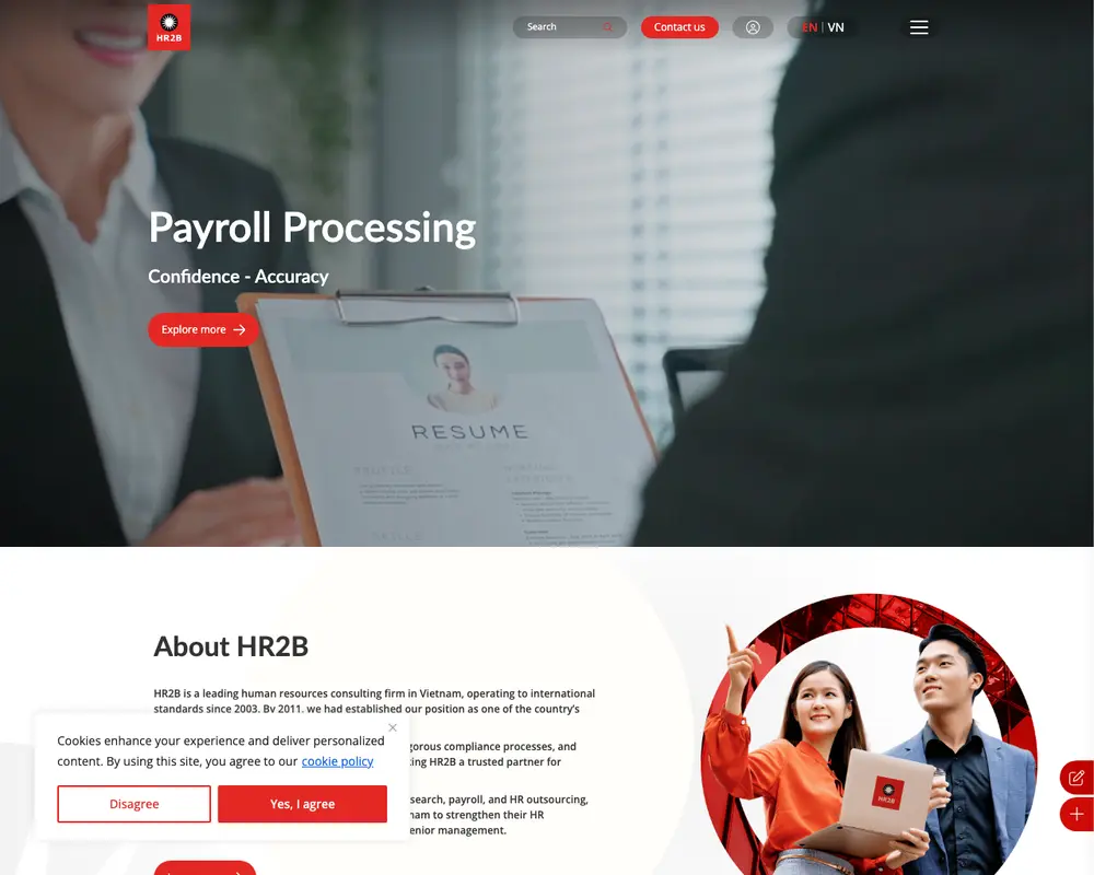 HR2B job board platform screenshot showing job search interface