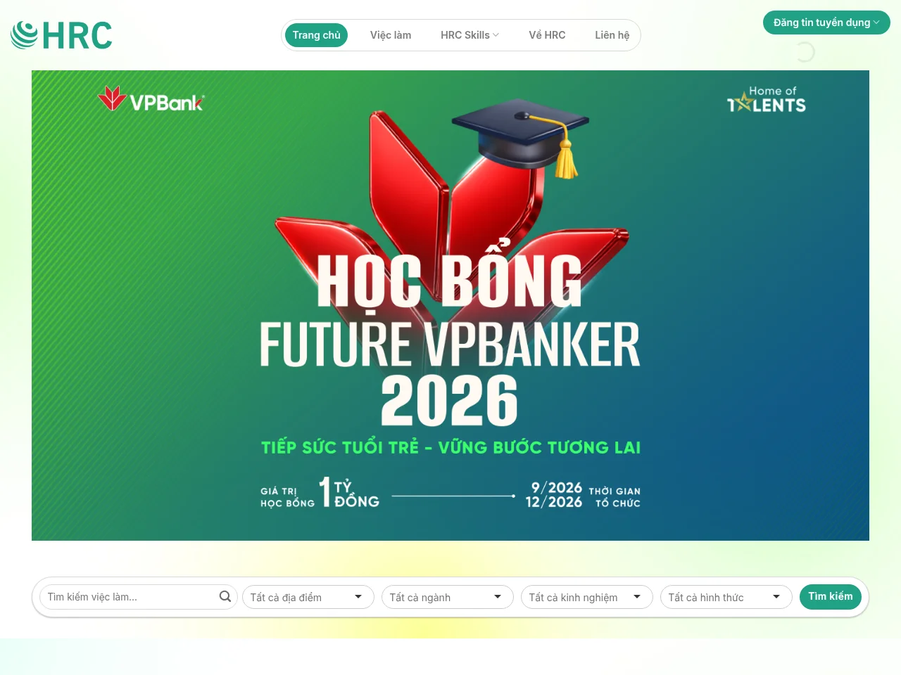 HRC job board platform screenshot showing job search interface