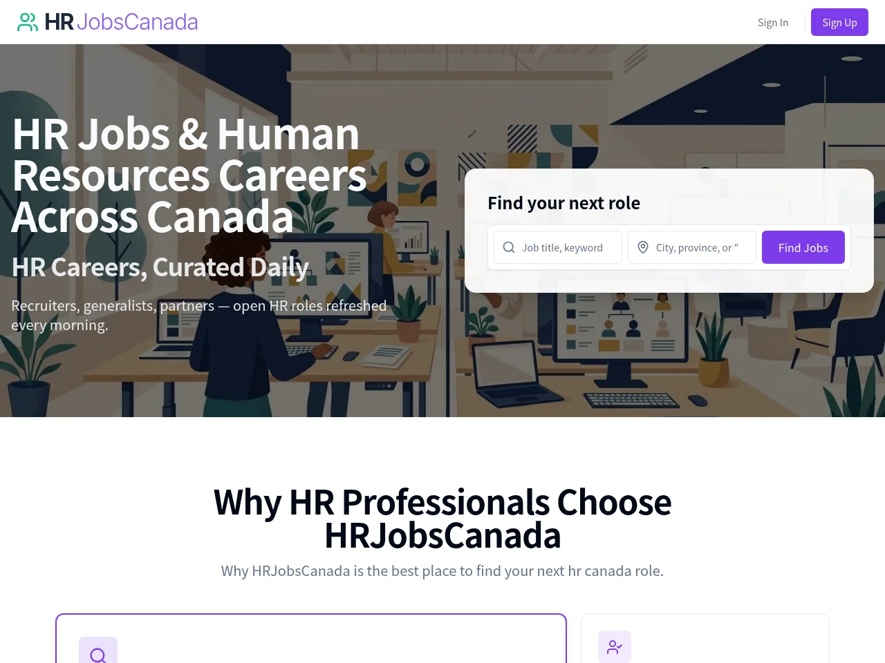 HRJobsCanada screenshot HRJobsCanada job board platform screenshot showing job search interface