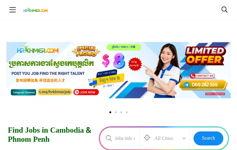 HR KHMER screenshot HR KHMER job board platform screenshot showing job search interface