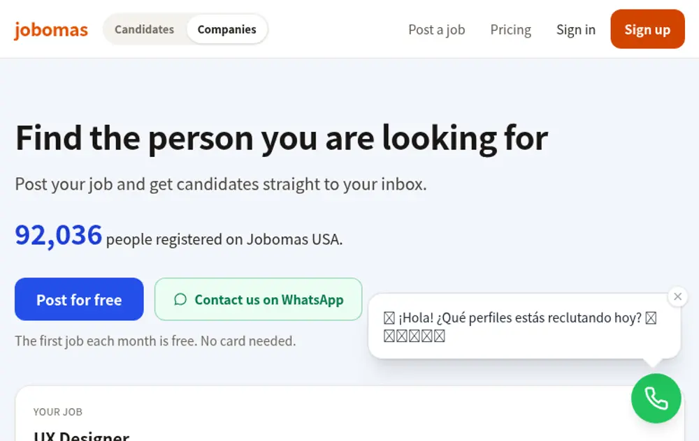 Jobomas screenshot Jobomas job board platform screenshot showing job search interface