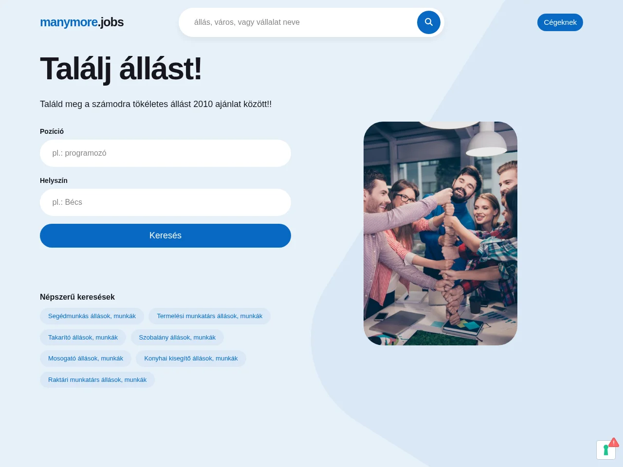 manymore.jobs job board platform screenshot showing job search interface