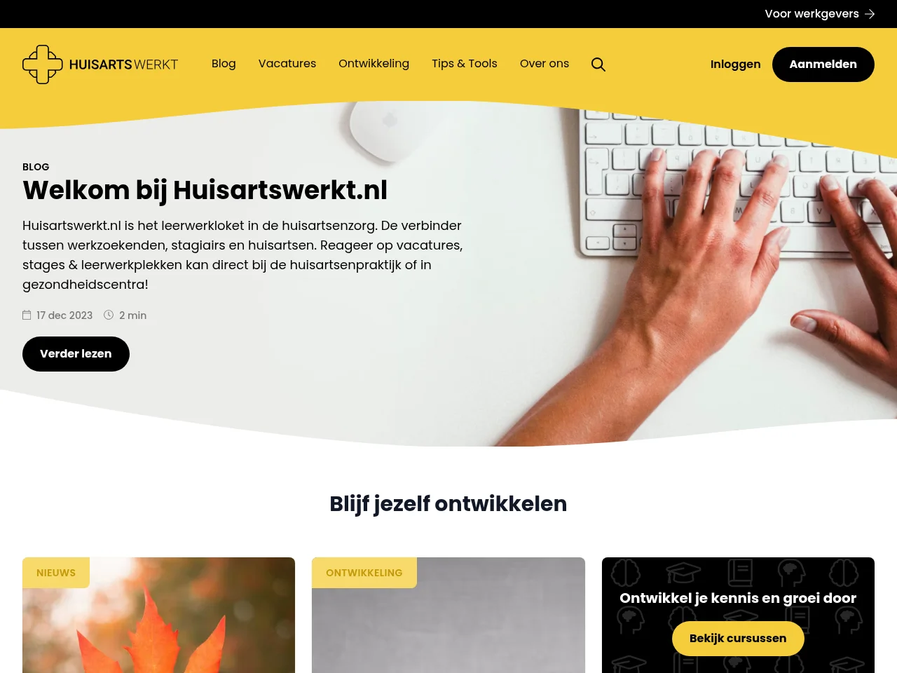 Huisartswerkt.nl job board platform screenshot showing job search interface