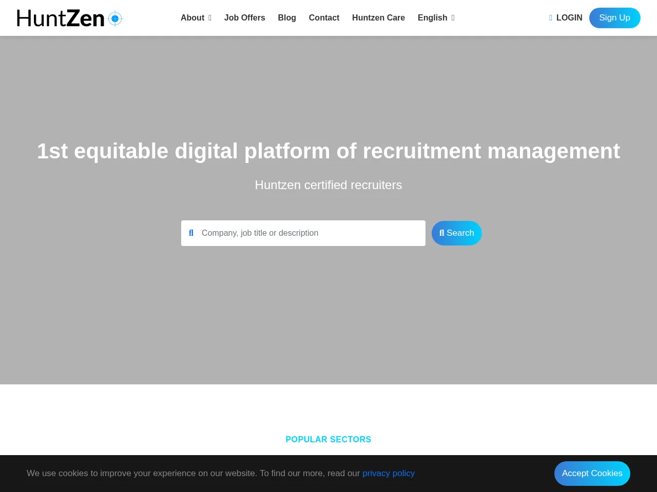 Huntzen website screenshot
