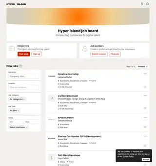 Hyper Island job board platform preview