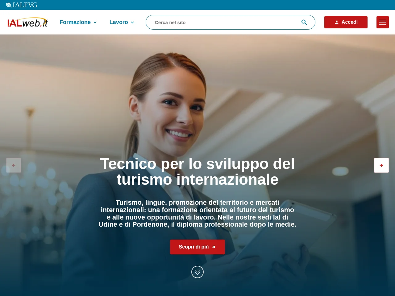 IAL FVG - Formazione e Lavoro job board platform screenshot showing job search interface