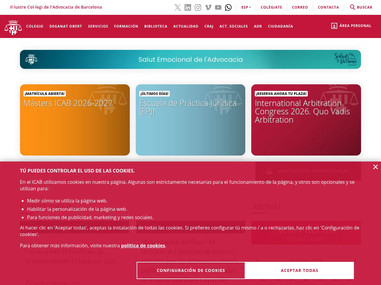 Ilustre Colegio de la Abogacía de Barcelona screenshot Ilustre Colegio de la Abogacía de Barcelona website screenshot