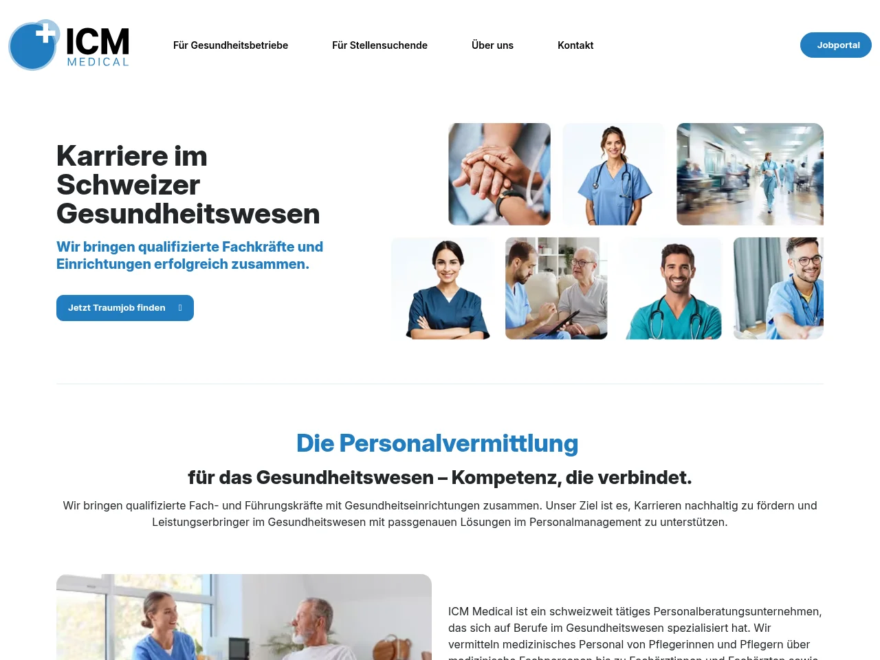 ICM Medical screenshot ICM Medical job board platform screenshot showing job search interface