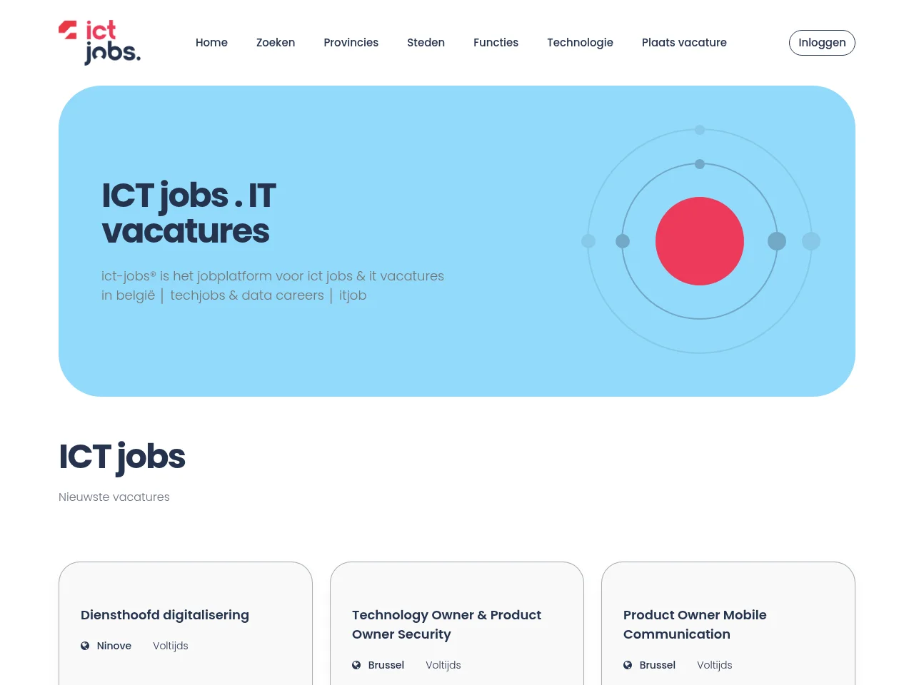 ict-jobs.be screenshot ict-jobs.be job board platform screenshot showing job search interface