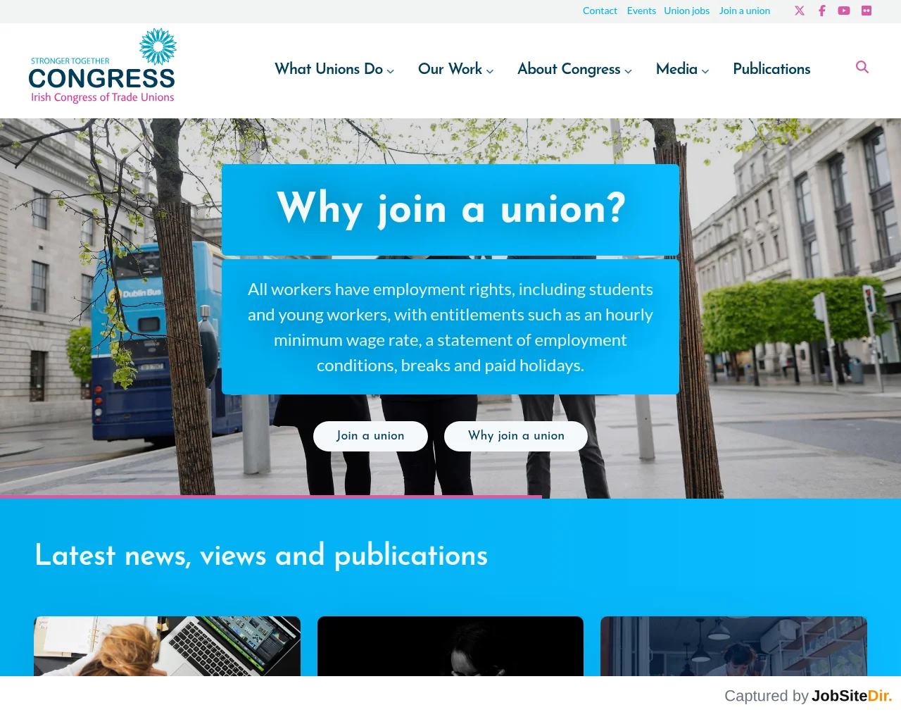 Irish Congress of Trade Unions screenshot Irish Congress of Trade Unions website screenshot