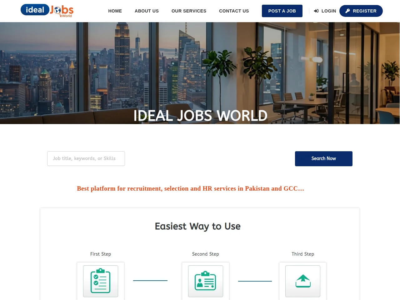 IDEAL JOBS WORLD screenshot IDEAL JOBS WORLD job board platform screenshot showing job search interface