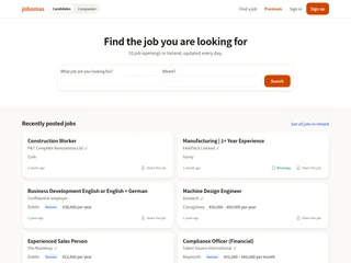 Jobomas Ireland platform preview Jobomas Ireland platform preview