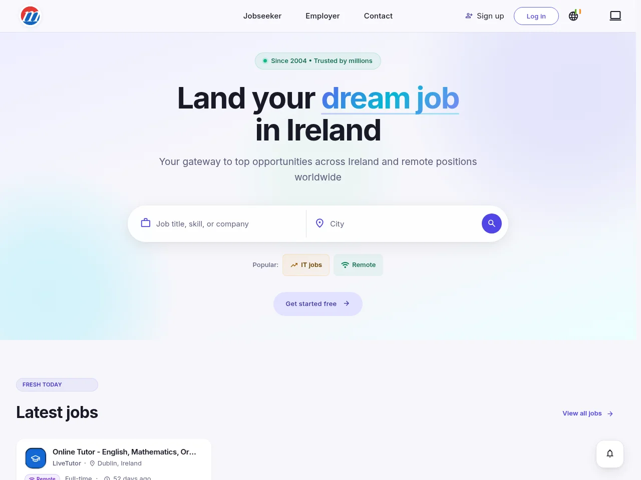 Mustakbil.com job board platform screenshot showing job search interface