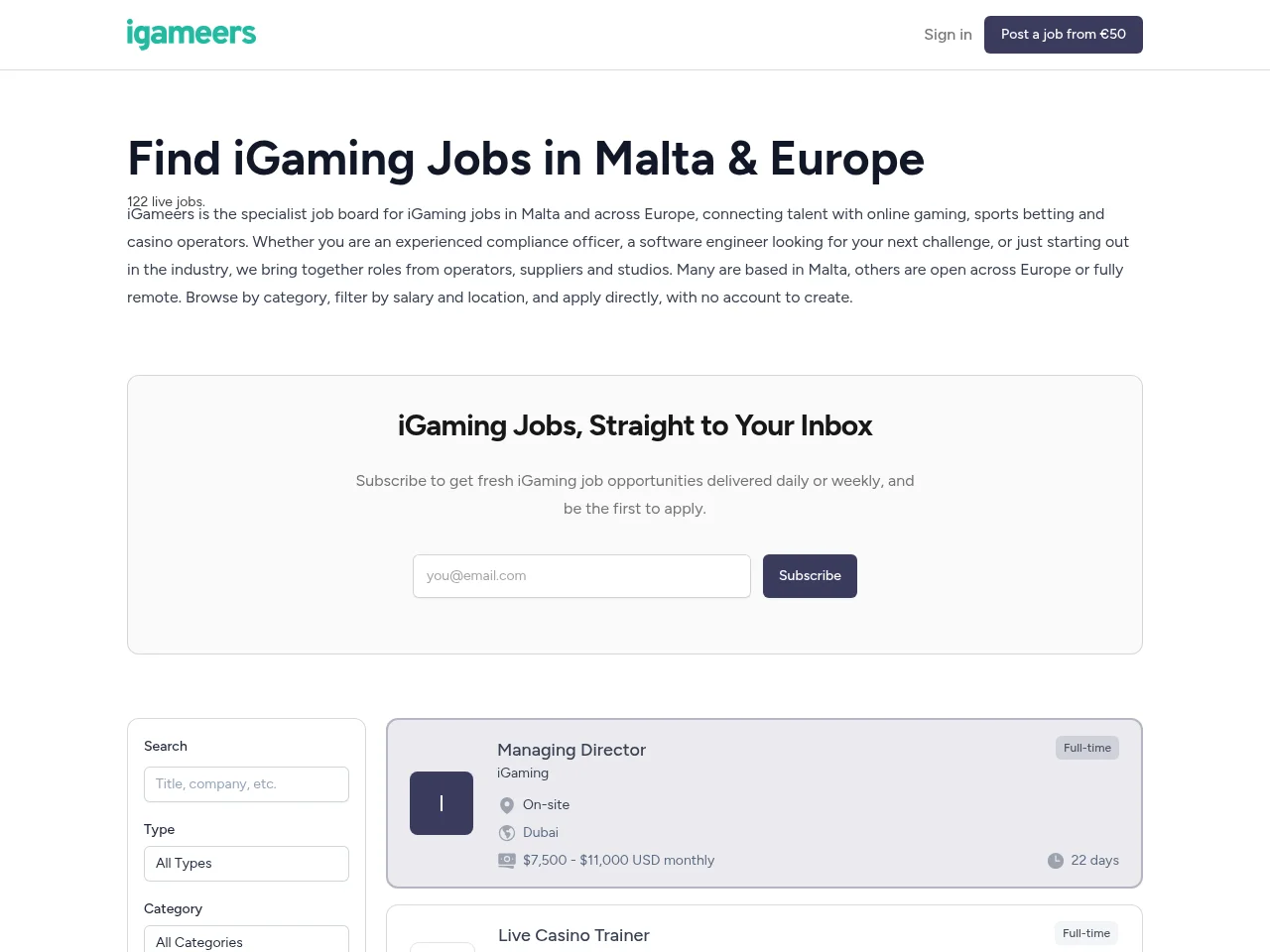 iGameers screenshot iGameers job board platform screenshot showing job search interface