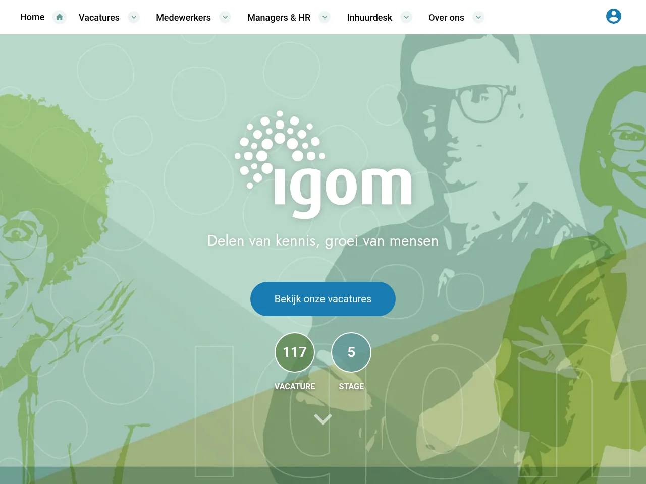 IGOM job board platform screenshot showing job search interface