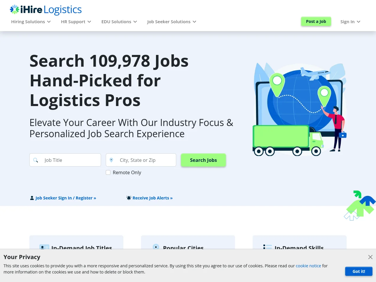iHireLogistics screenshot iHireLogistics job board platform screenshot showing job search interface