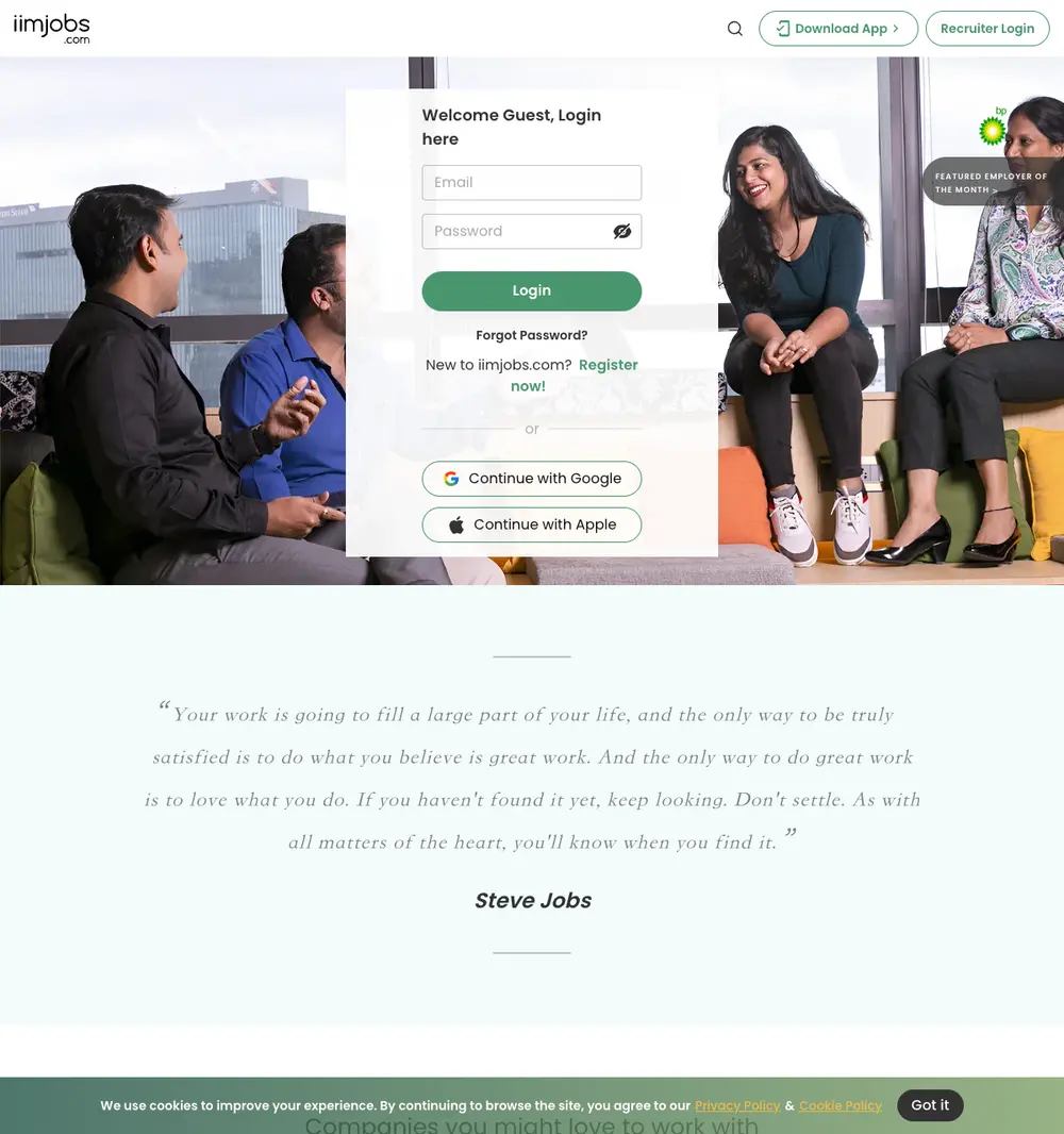 iimjobs.com job board platform screenshot showing job search interface