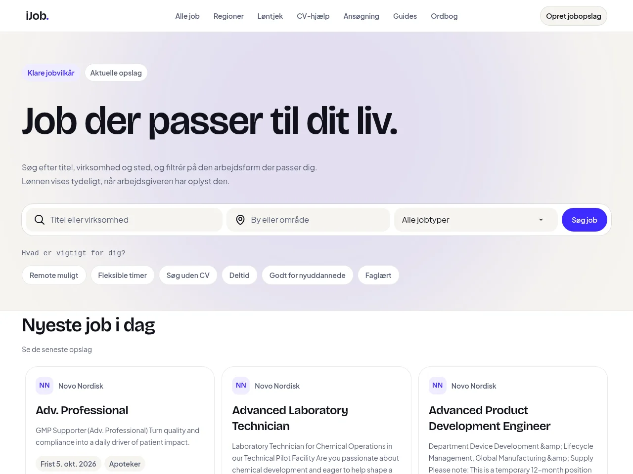 iJob job board platform screenshot showing job search interface