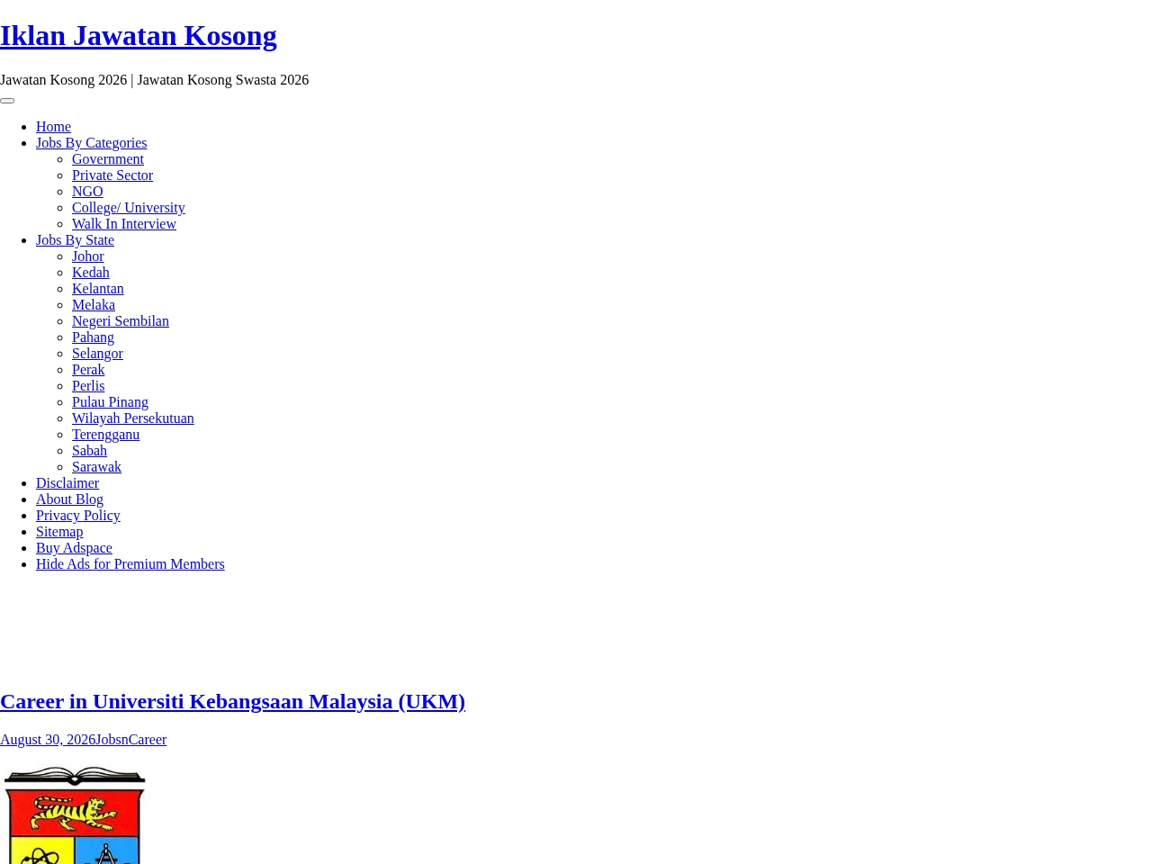 Iklan Jawatan Kosong screenshot Iklan Jawatan Kosong job board platform screenshot showing job search interface