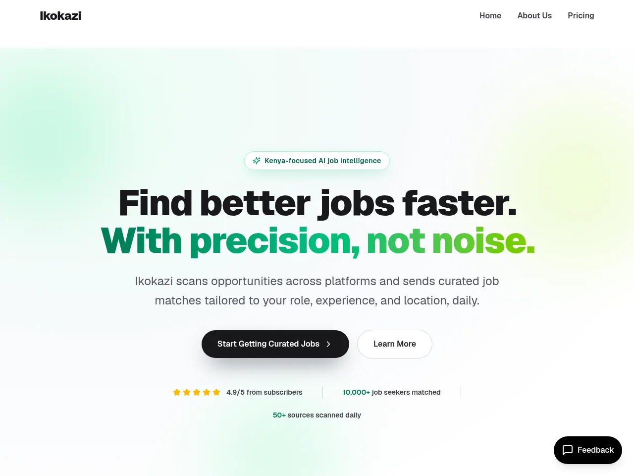 Ikokazi job board platform screenshot showing job search interface