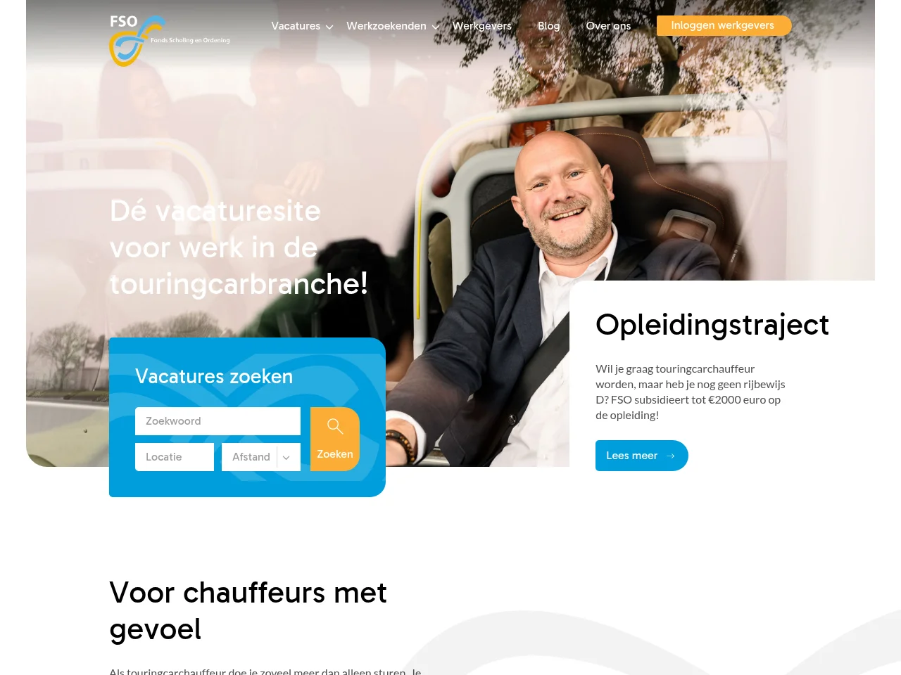 Ik Word Graag Touringcarchauffeur job board platform screenshot showing job search interface