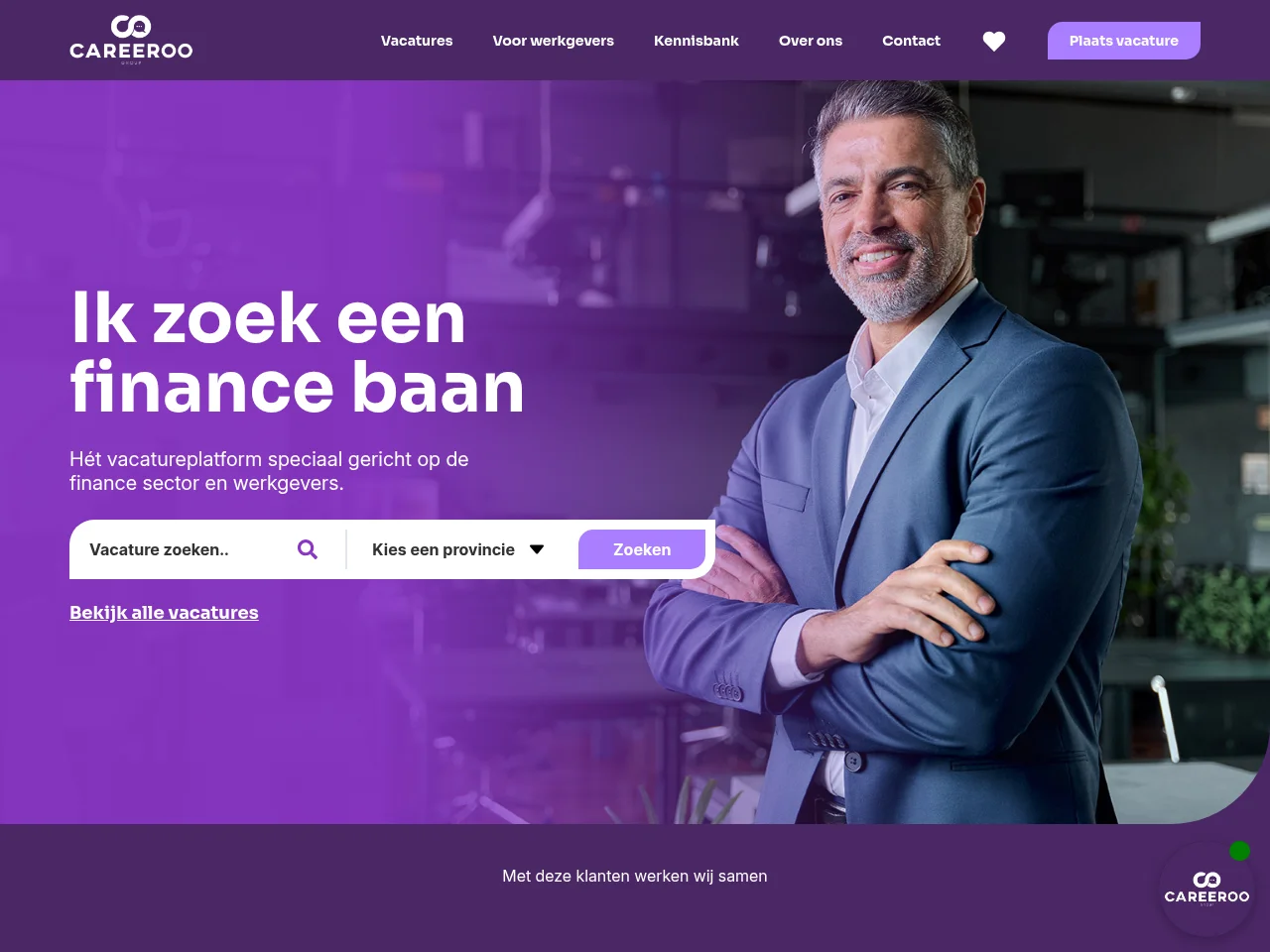 Ik zoek een finance baan job board platform screenshot showing job search interface
